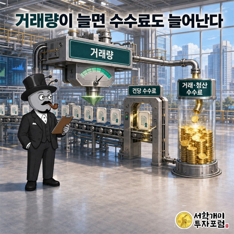 시장 방향과 관계없이 위험을 옮기려는 거래가 생기고 계약 수수료가 CME그룹의 매출과 이익으로 이어지는 핵심 구조 장면