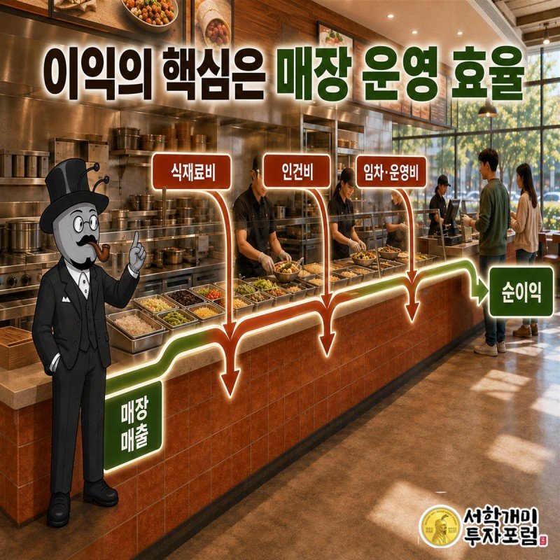 주문 매출에서 식재료비와 인건비, 운영비를 빼 이익을 남기는 구조