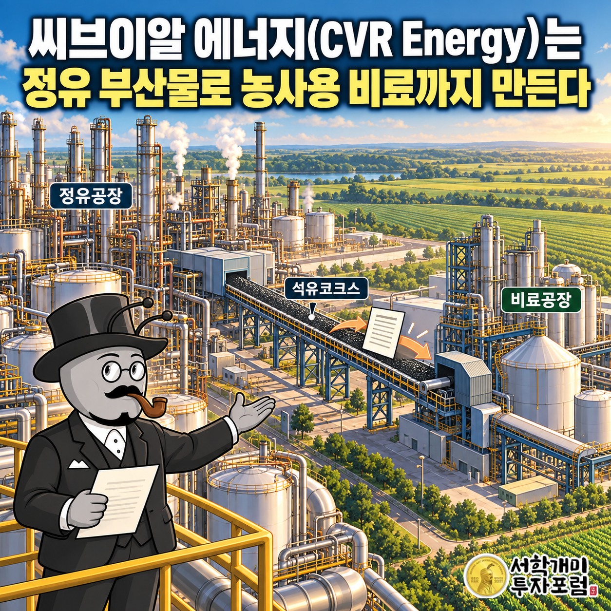 씨브이알 에너지의 정유 부산물이 인접 비료공장의 원료로 이어지는 구조