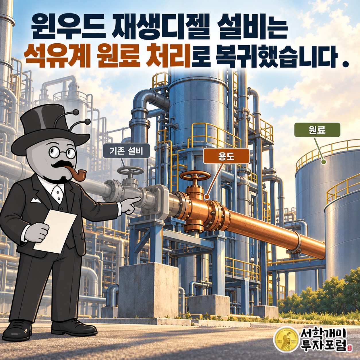 윈우드 재생디젤 설비가 석유계 원료 처리 용도로 복귀한 변화