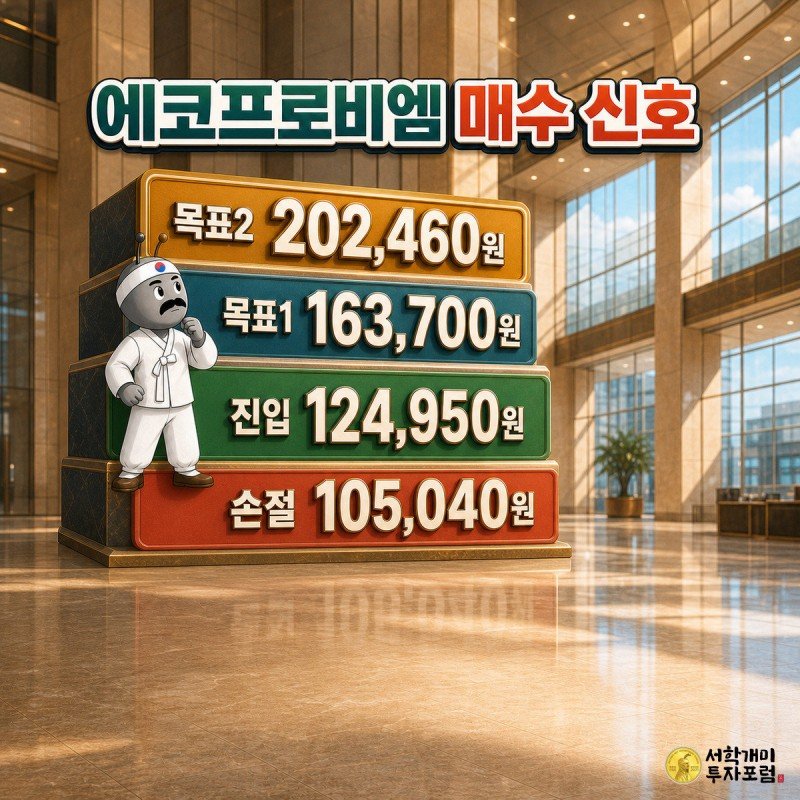 진입 124950원, 손절 105040원, 목표1 163700원, 목표2 202460원