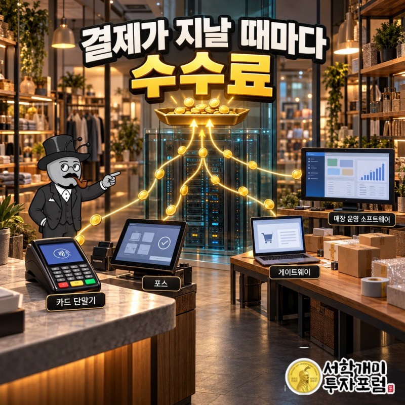 가게 단말기·포스·온라인 결제를 팔고 결제가 지날 때마다 수수료를 받는 글로벌 페이먼츠의 돈 흐름