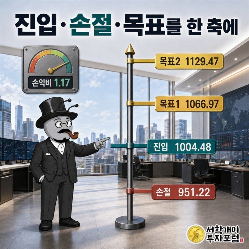 골드만삭스의 진입가와 손절가, 두 목표가를 표시한 가격 축