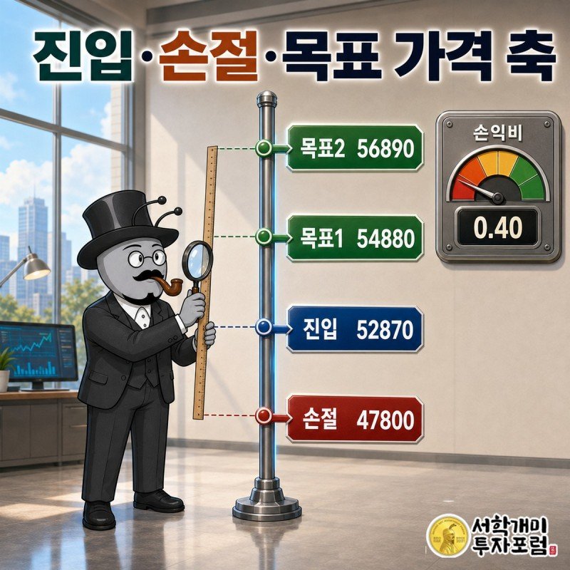 현대해상 진입가·손절가·목표가 두 개를 한 축에 놓은 가격 지도