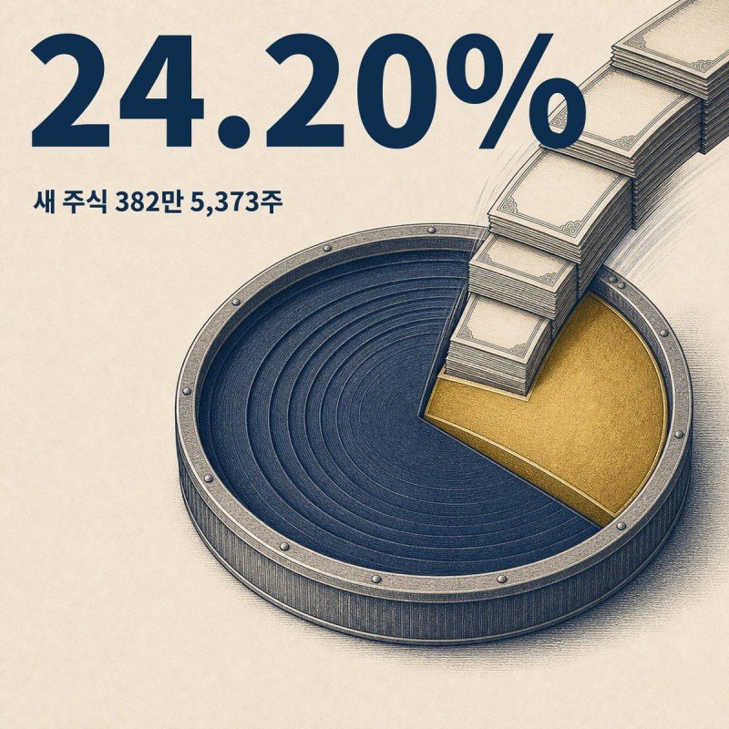 새로 생길 주식 382만 5,373주가 전체의 24.20%를 차지하는 구조