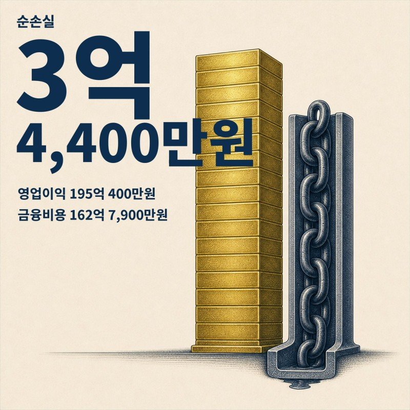영업이익 195억을 금융비용 163억이 상쇄해 순손실이 된 구조