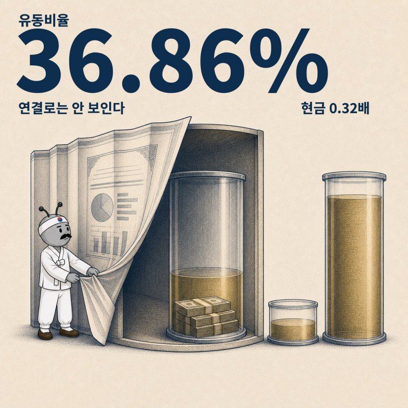 연결 기준으로는 보이지 않는 지주회사 별도 기준 유동성