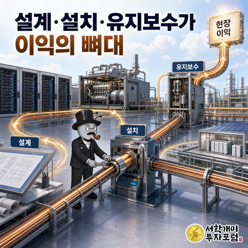 여러 현장에서 쌓인 매출이 현장 비용을 거쳐 영업이익과 순이익으로 남는 IES 홀딩스의 핵심 구조 장면
