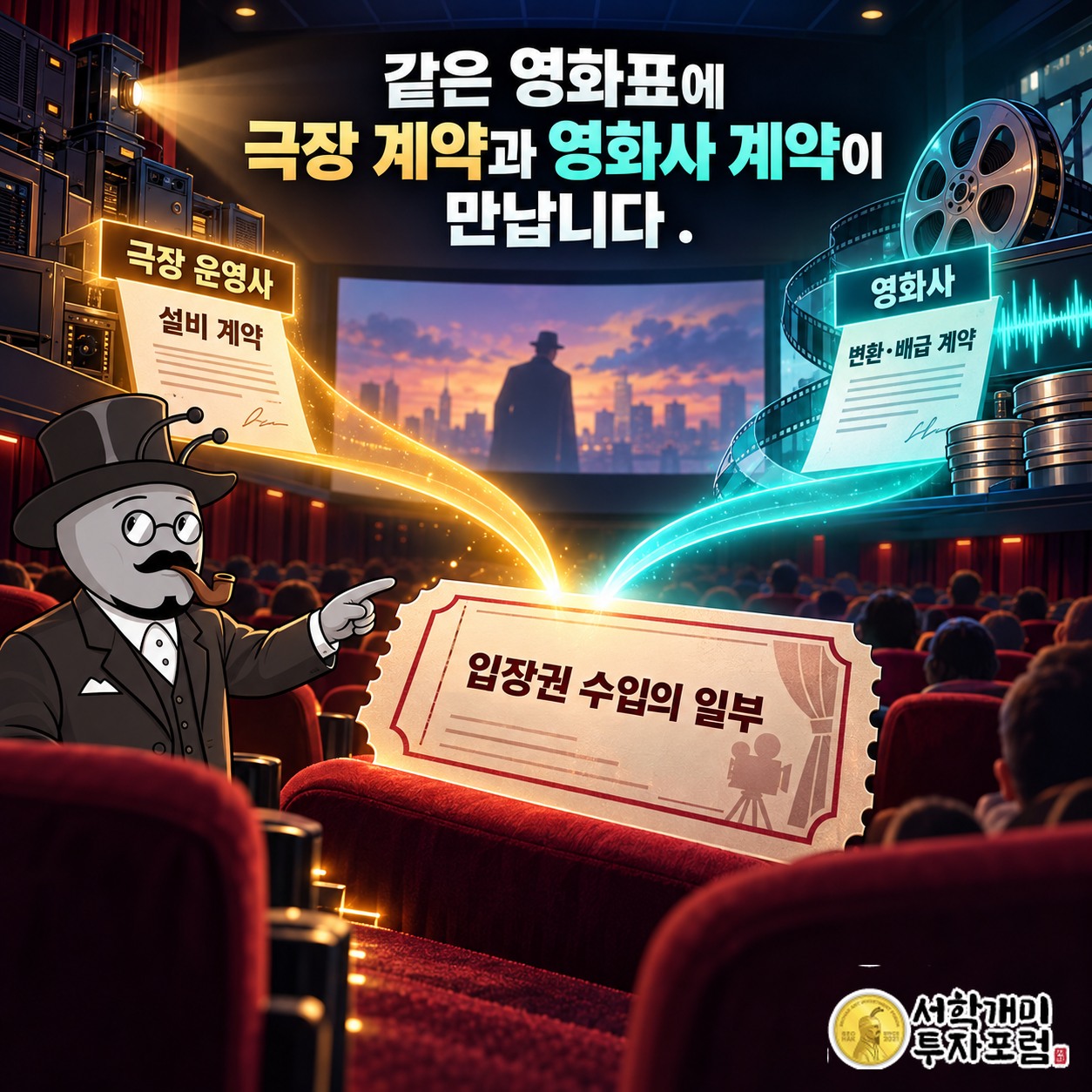 관객의 같은 영화표 뒤에서 극장 쪽 설비 계약과 영화사 쪽 콘텐츠 계약이 만나는 경로