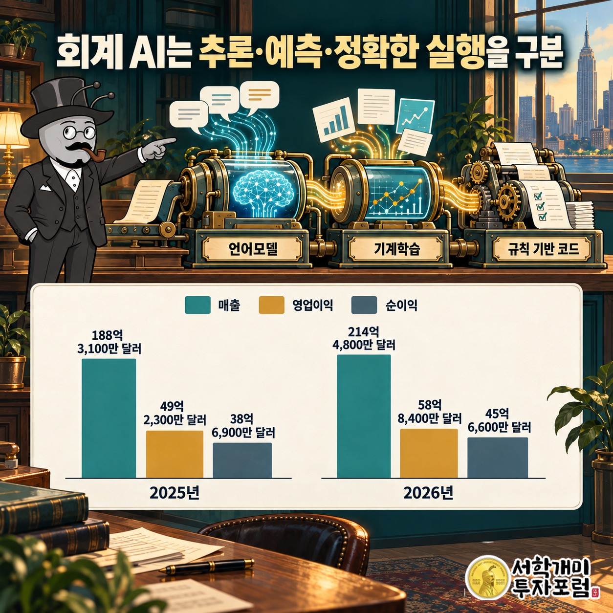 인튜이트 회계 AI가 추론에는 언어모델, 예측에는 기계학습, 정확한 처리에는 규칙 기반 코드를 사용하는 방식