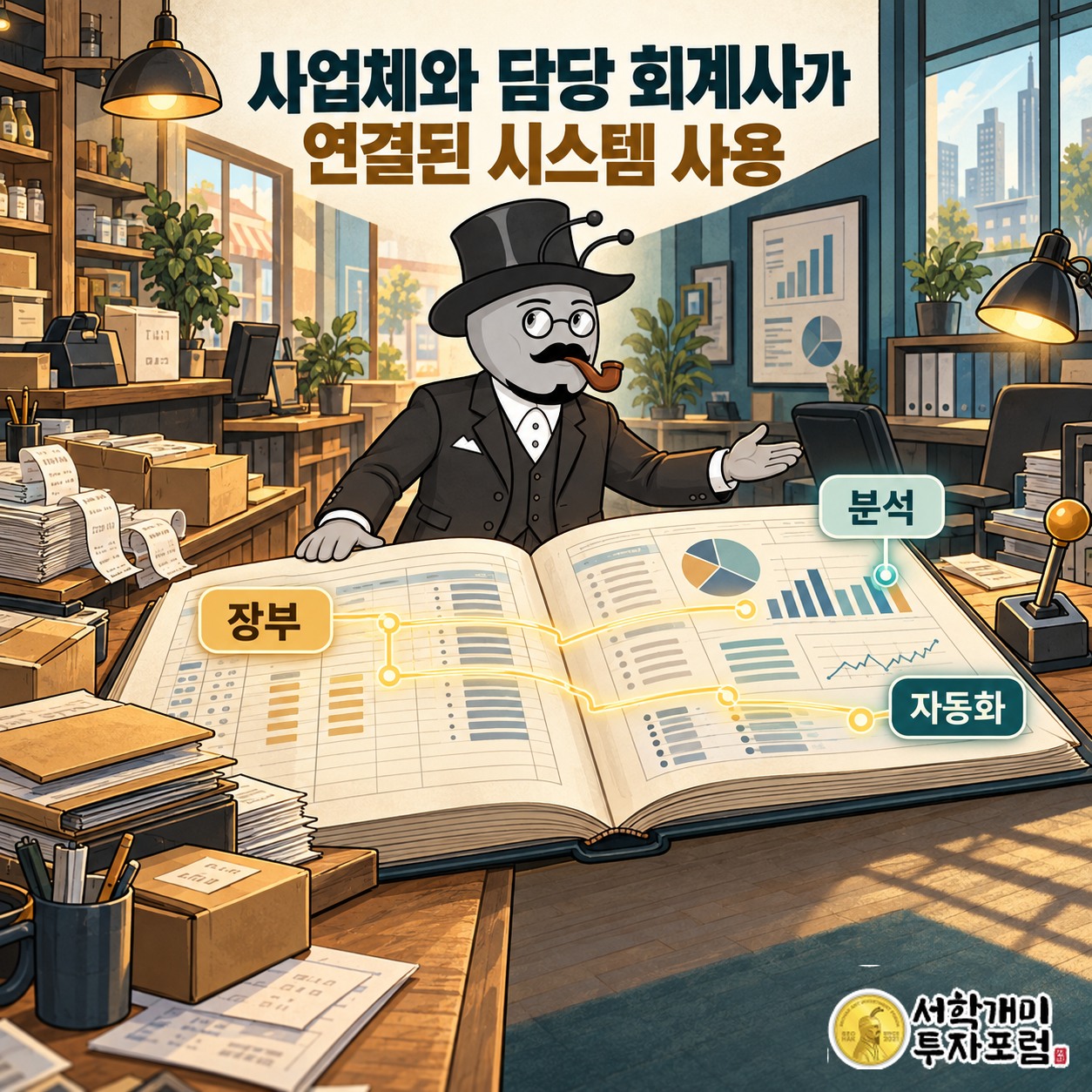 QuickBooks와 회계사용 제품을 통해 사업체와 담당 회계사가 장부·분석·자동화 업무로 연결되는 구조