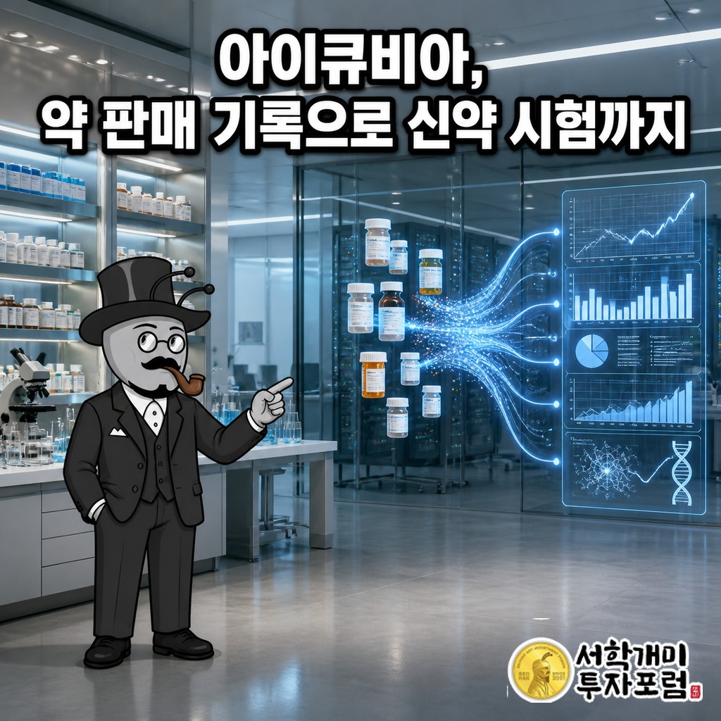 아이큐비아, 약 판매 기록으로 신약 시험까지 맡는 회사를 표현한 커버 이미지