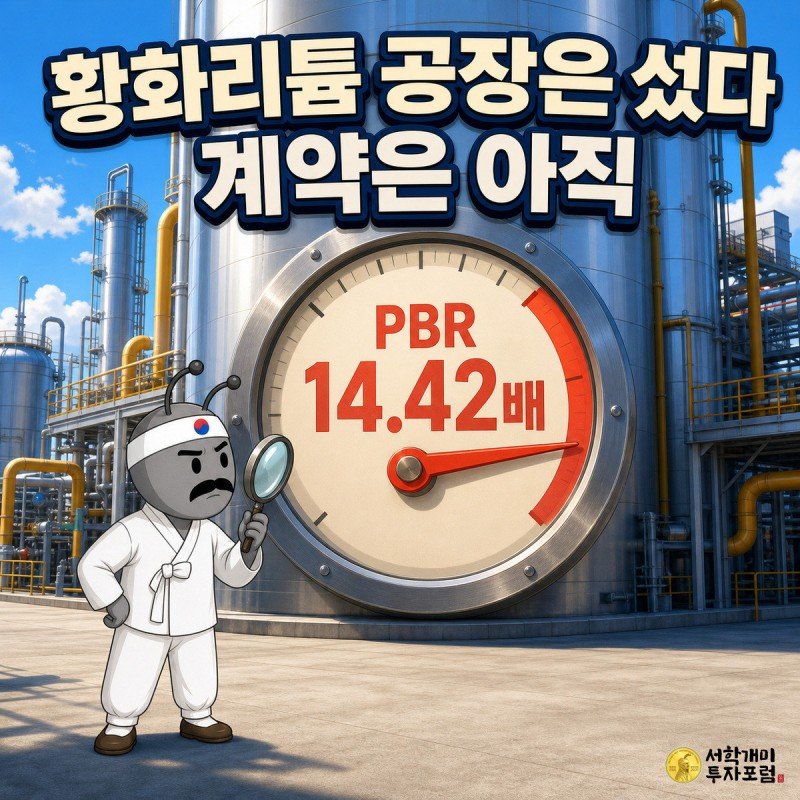 이수스페셜티케미컬 황화리튬 공장은 섰다, 계약은 아직 - PBR 14.42배