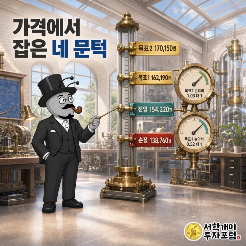 한국콜마 진입가·손절가·목표가 두 개를 한 축에 놓은 앤트가드 가격 지도