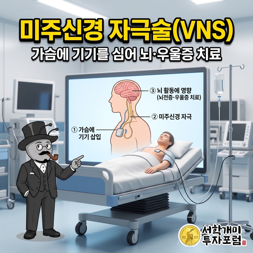가슴에 심은 기기가 목의 미주신경에 전기 신호를 보내 뇌전증과 우울증을 치료하는 원리