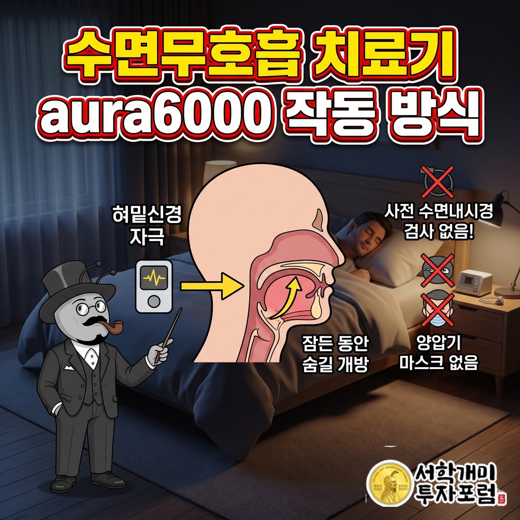 혀밑신경을 자극해 잠든 동안 숨길을 열어 두는 수면무호흡 치료기 aura6000의 작동 방식