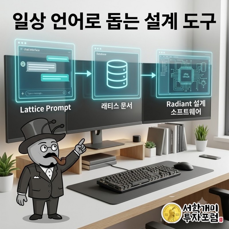 개발자의 일상 언어 요청이 Lattice Prompt와 래티스 문서를 거쳐 Radiant 설계 소프트웨어로 연결되는 과정