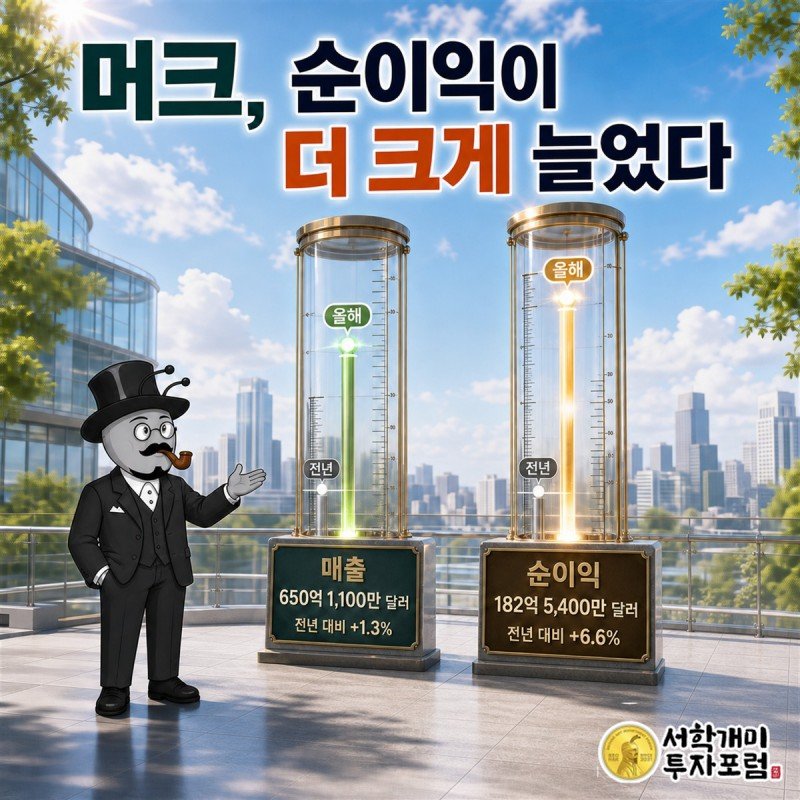 두 기간의 매출과 순이익, 연구개발비를 나란히 보여주는 실적 비교
