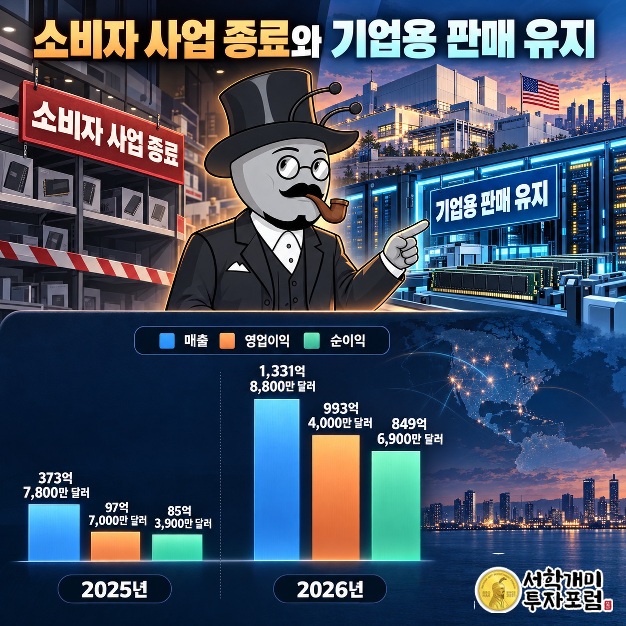 Crucial 소비자 사업 종료와 Micron 기업용 제품 판매 유지를 대비한 장면