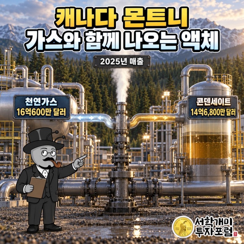 캐나다 몬트니에서 함께 나오는 천연가스와 콘덴세이트의 2025년 매출