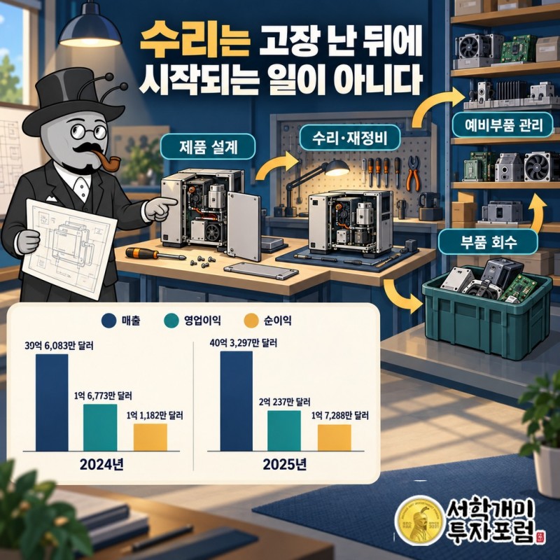 수리하기 쉬운 제품 설계가 생산 후 수리·재정비와 예비부품 관리, 부품 회수로 이어지는 과정