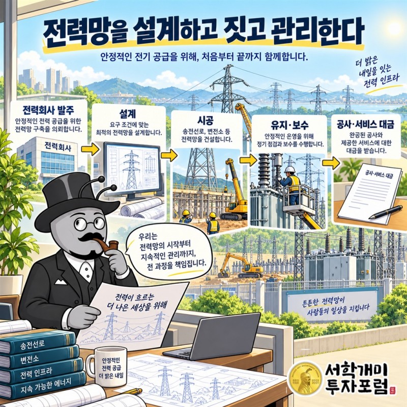 고객의 시설 투자에서 공사 수행과 매출로 이어지는 퀀타서비스의 사업 구조