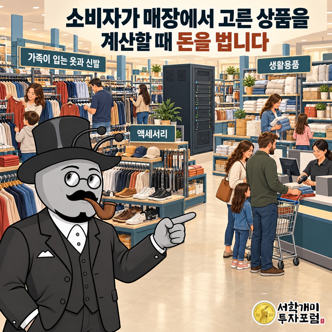 로스와 디디스 매장에서 가족용 의류와 생활용품을 구매하는 소비자