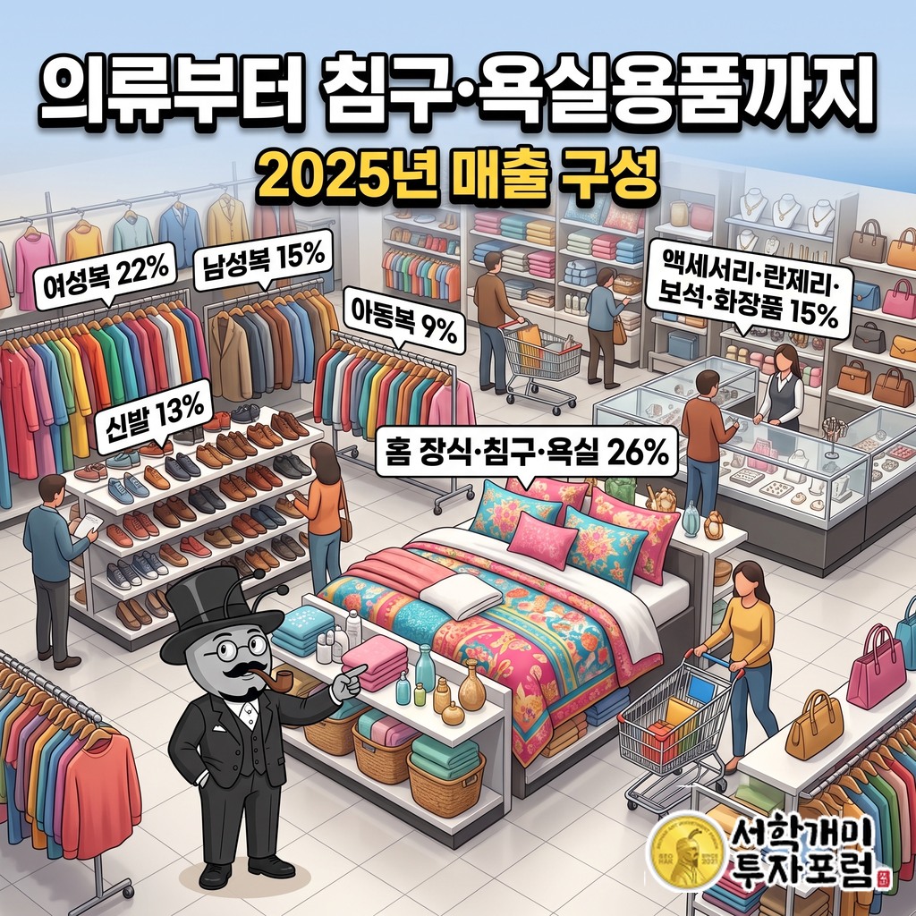 의류와 신발뿐 아니라 홈 장식과 침구, 욕실용품까지 판매하는 매장