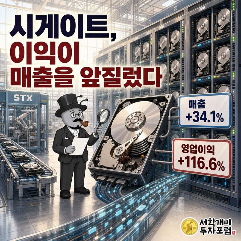 부자개미가 데이터센터 서버랙 앞에서 하드디스크 한 장을 들어 올려다보는 장면