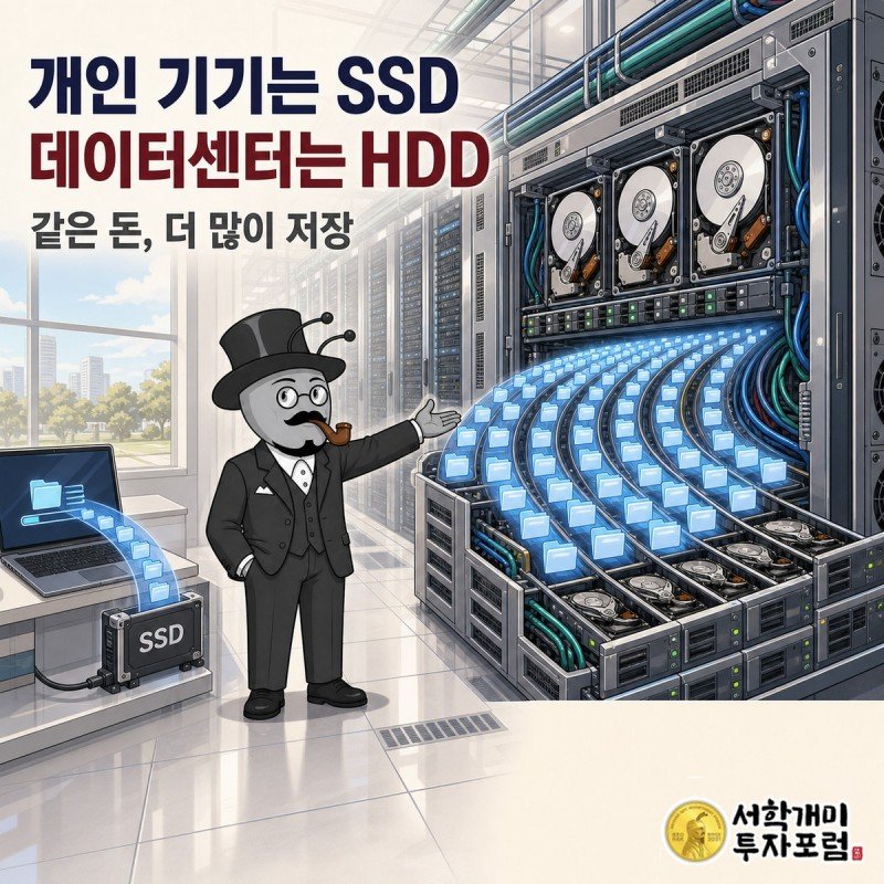 매출 막대는 조금 오르고 이익 막대는 두 배로 뛴 그래프 앞에 선 부자개미