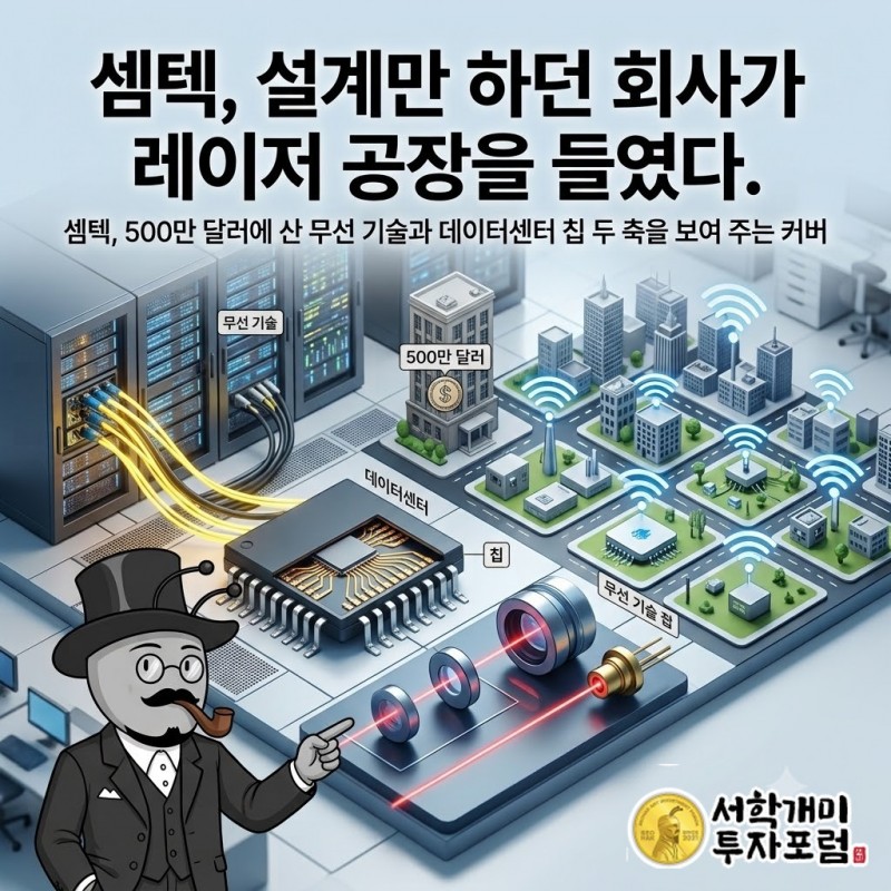 셈텍, 500만 달러에 산 무선 기술과 데이터센터 칩 두 축을 보여 주는 커버