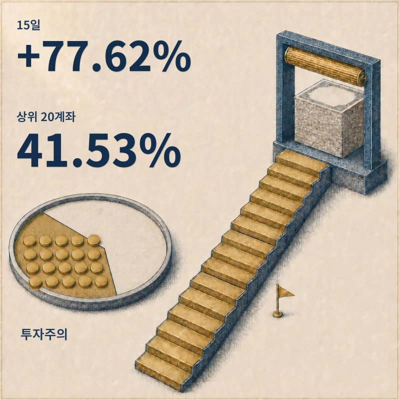 15일 만의 77.62% 급등과 상위 20계좌 비중