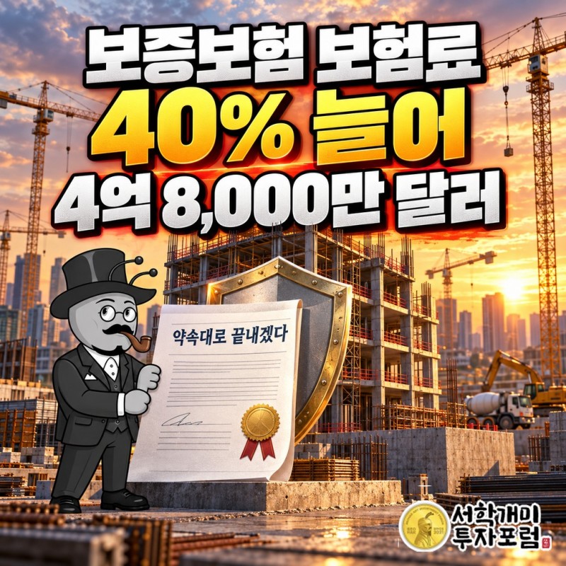 보증보험 보험료가 1년 전보다 40% 늘어 4억 8,000만 달러가 된 흐름