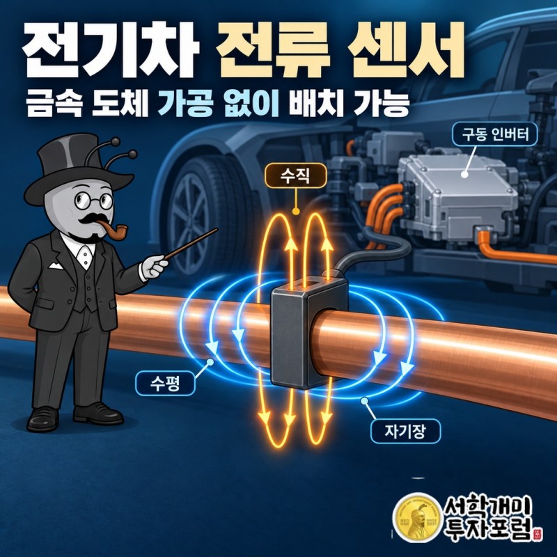 전류가 만드는 자기장을 수평과 수직으로 측정하고 금속 도체 가공 없이 배치할 수 있는 전기차용 센서