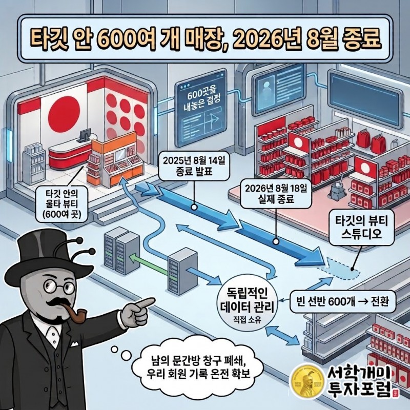 타깃 매장 안 울타 뷰티 코너 600여 곳이 2026년 8월 문을 닫고 타깃 뷰티 스튜디오로 바뀌는 흐름