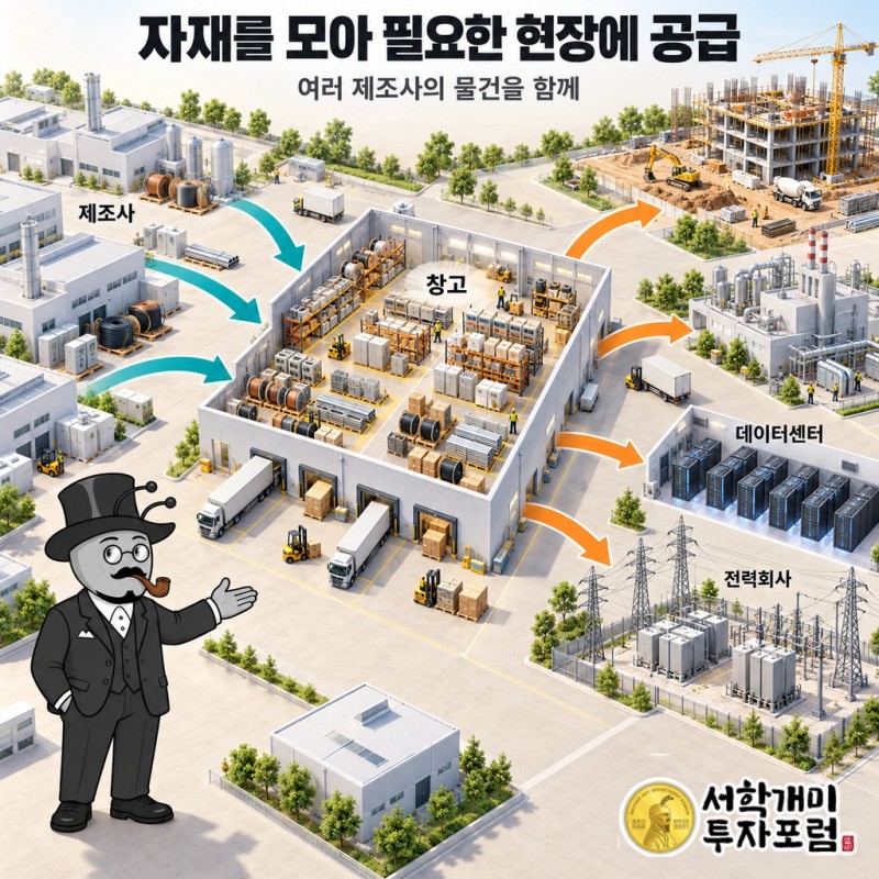 제조사에서 자재를 받아 건설현장·공장·데이터센터·전력회사에 공급하는 웨스코의 사업 구조