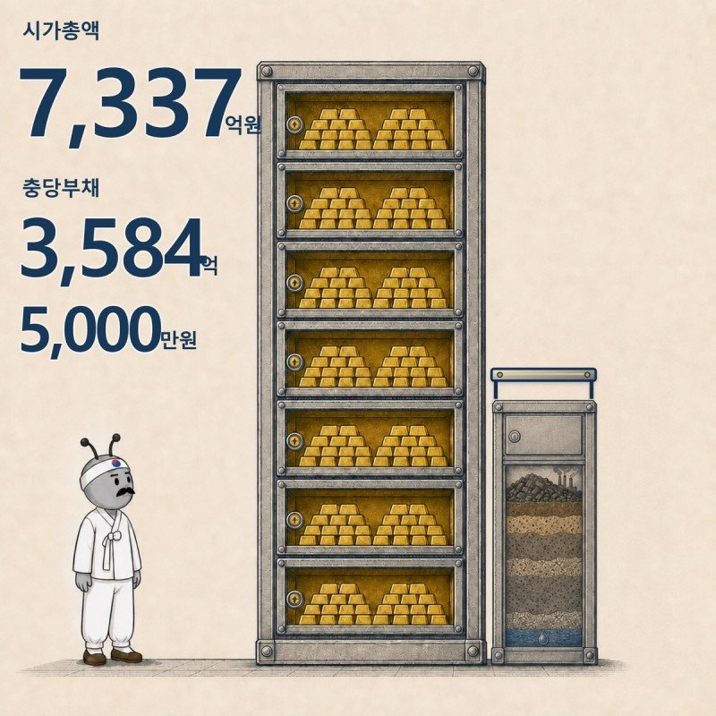 시가총액 7,337억원과 환경 충당부채 3,584억 5,000만원