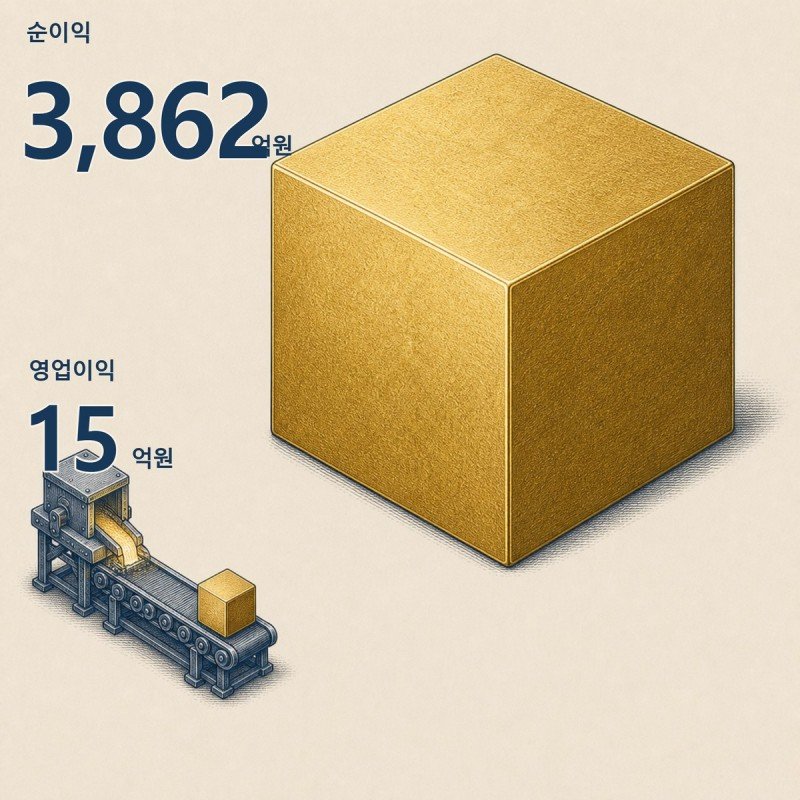 순이익 3,862억원과 같은 분기 영업이익 15억원